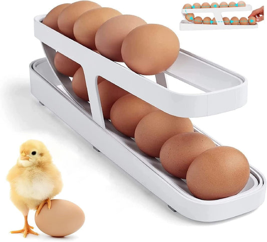 Automatic Rolling Egg Dispenser & Holder Container